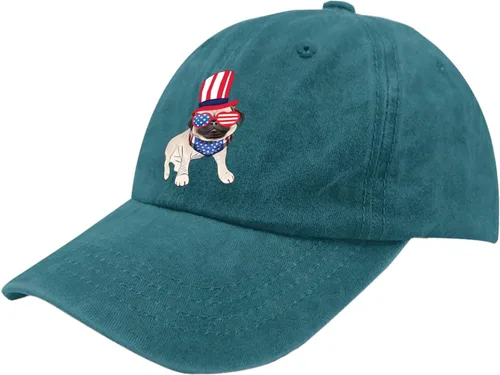 Vista 2 de Dad Hats Pug Dog Dad Hats for Women Vintage Denim Hat Adjustable
