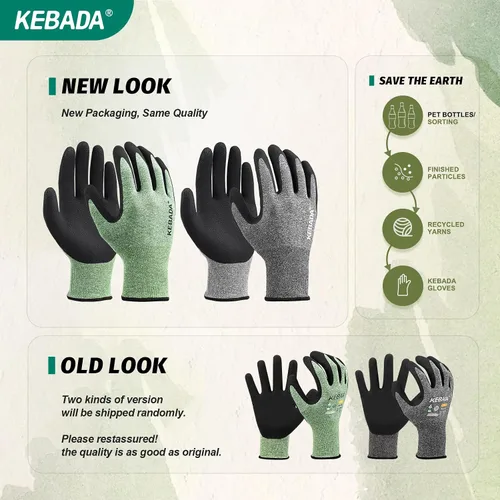 Vista 2 de Kebada Guantes de jardinería para hombres, 2 pares de guantes de jardín transpirables, revestimiento de látex de espuma, guantes de trabajo