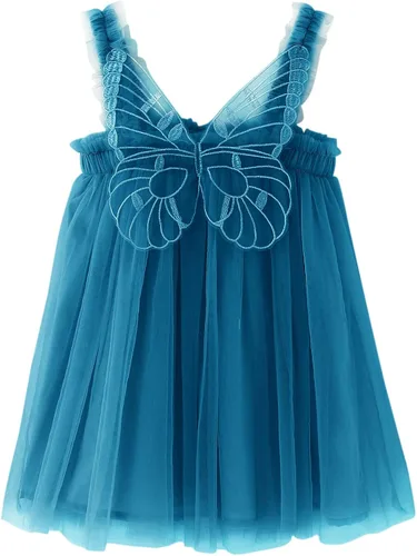Vista 2 de Vestidos de tutú de tul mariposa en capas para niñas pequeñas vestido de princesa tutú de algodón sin mangas