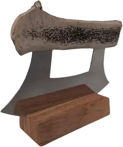 Vista 2 de Cuchillo y soporte de Ulu de asta cultivada de Alaska