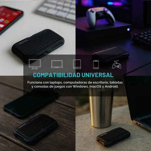 Vista 9 de Mercury SSD portátil externo 500GB 1000MB/s resistente a prueba de gotas de agua USB-C