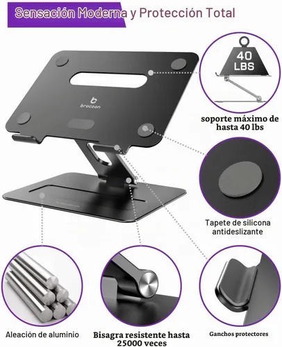 Vista 3 de Soporte de aluminio para computadora portátil para MacBook Air BLSB-100