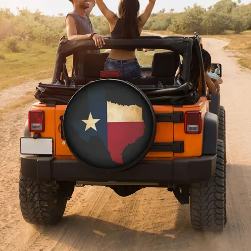 Vista 4 de American Texas State - Cubierta de neumático de repuesto a prueba de polvo, para remolque, RV, SUV y muchos vehículos, 14 pulgadas Estado de Texas