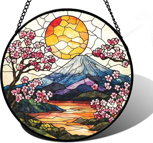 Vista 12 de DASTOLL Colgante de vidrio emplomado para ventana, diseño de lirio del valle, mariposa, atrapasol para puertas, hogar, atrapasoles decoración