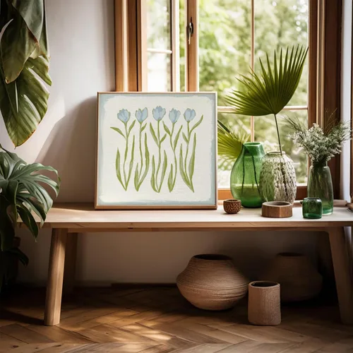Vista 3 de Imágenes de flores en acuarela, arte de pared de flores de tulipán, impresión botánica moderna, elegante póster floral de mercado, arte de pared
