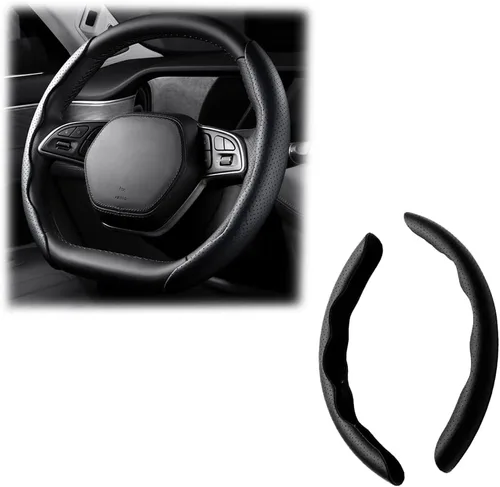 Vista 15 de LoyaForba Funda universal para volante de automóvil, protector universal de cuero segmentado de 15 pulgadas, antideslizante y suave, transpirable