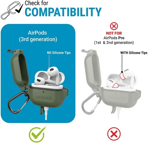 Vista 2 de Catalyst Funda de protección total para AirPods de 3ª generación, funda impermeable de 330 pies para AirPods 3, funda a prueba de golpes