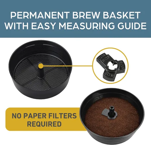 Vista 4 de Cafetera West Bend de aluminio altamente pulido con control automático de temperatura, preparación de una taza por minuto y fácil limpieza. Incluye