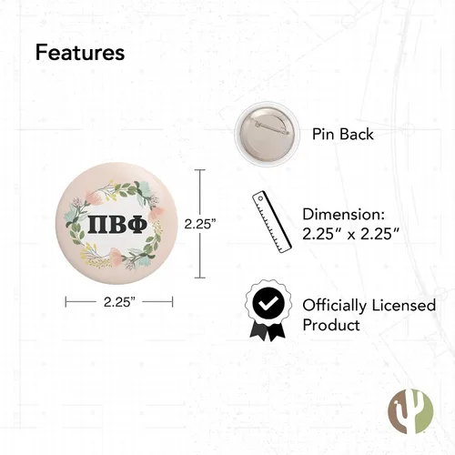 Vista 11 de Desert Cactus Pi Beta Phi Buttons Pin Sorority 3 Pieces of Variety Back Badge 2.25-inch
