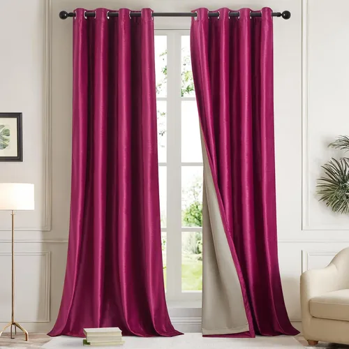 Vista 11 de GIGIZAZA Cortinas de terciopelo 100% opacas de 72 pulgadas, 2 paneles, cortinas negras para ventana, con aislamiento térmico, cortina de lujo
