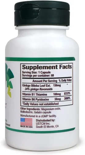 Vista 3 de Ginkgo Biloba - Apoye la salud mental 60 cápsulas