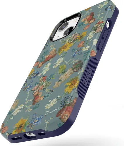 Vista 3 de Casely Funda para iPhone 14 Flores de Van Gogh 50 aniversario Compatible con MagSafe Funda para iPhone 14