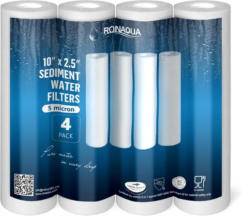 Vista 11 de Ronaqua Cartucho de filtro de agua para sedimentos de 1 micrón, 10 x 2.5 pulgadas, certificado NSF, filtración de 4 capas para cualquier unidad