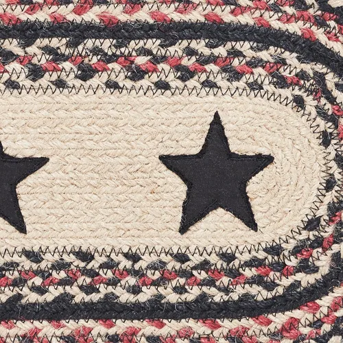 Vista 5 de VHC Brands Primitive Colonial Star - Camino de mesa, color marrón y negro, rojo, mezcla de yute, ovalado, 13 x 36 pulgadas
