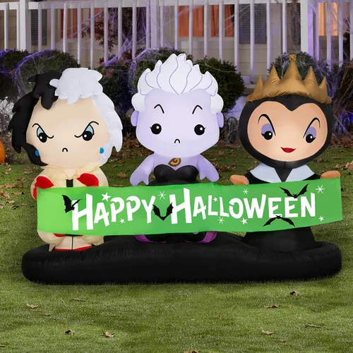 Vista 2 de Gemmy Airblown Disney Villains Scene Disney, 4 pies de alto, verde