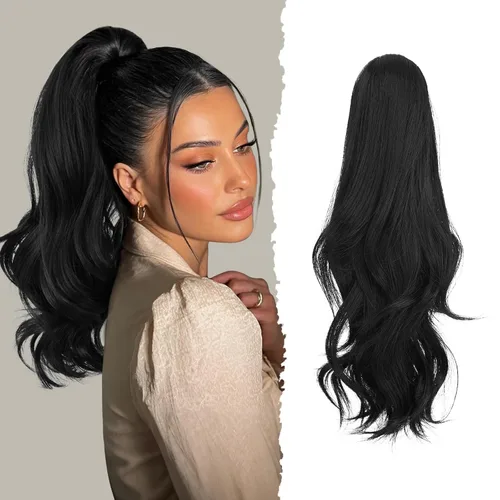 Vista 13 de SOFEIYAN Extensión de Cola de Caballo de 13" Larga y Rizada con Clip en Garra, Extensión de Cabello Sintético de Aspecto Natural para Mujeres