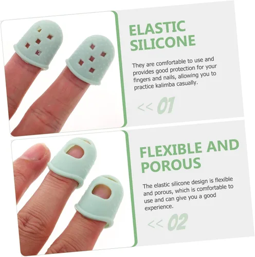 Vista 3 de Kisangel 2 pares de púas de pulgar para guitarra Kalimba, protector de guitarra para principiantes