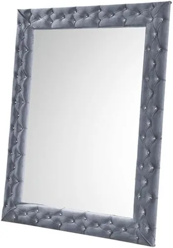 Vista 2 de Acme Dante - Espejo rectangular contemporáneo en terciopelo gris