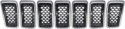 Vista 9 de Astra Depot Compatible con 2014-2018 Jeep Cherokee Kit de inserto de rejilla de malla tipo panal, 7 piezas, negro