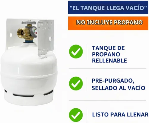 Vista 2 de Flame King 3LB - Cilindro de tanque de propano de acero vacío de 3 libras con manómetro y válvulas OPD para parrillas y barbacoas, camping, pesca