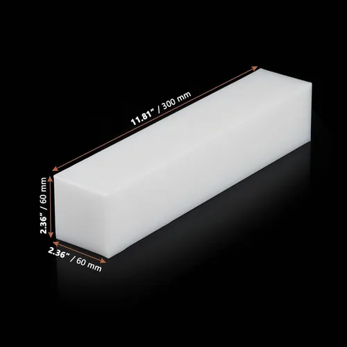 Vista 2 de LEXININ Bloque de nailon grande de 11.8 x 2.4 x 2.4 pulgadas, bloque de roscado de plástico UHMW, bloque rectangular de nailon sólido