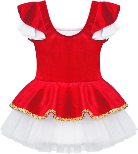 Vista 4 de Vestido de leotardo de ballet para niñas y niñas, con temática de cuento de hadas, fiesta de Ringmaster de malla, falda tutú de actuación