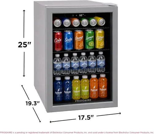Vista 6 de Frigidaire EFMIS9O00, refrigerador de bebidas con puerta de vidrio, mini refrigerador compacto con control digital de temperatura que se adapta a 88