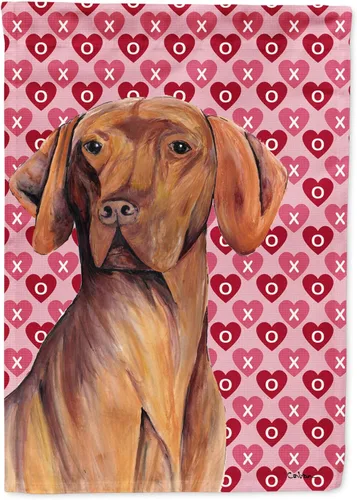 Vista 297 de Caroline's Treasures SS4484GF Bandera de jardín con diseño de bulldog inglés y corazones para el Día de San Valentín, bandera decorativa para patio