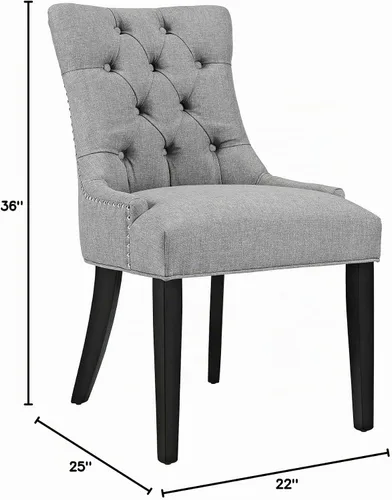Vista 3 de Modway Regent Modern - Silla auxiliar de comedor, elegante tapizada con botones y ribete de cabeza de clavo, color gris claro