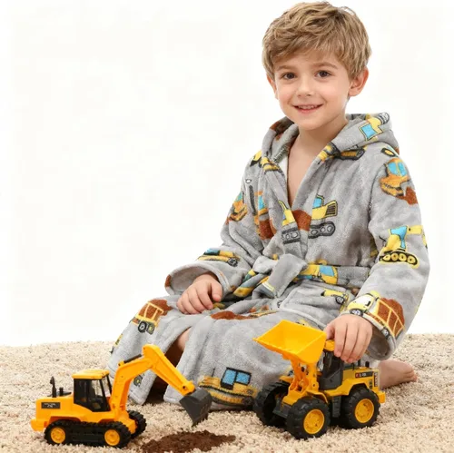 Vista 130 de E.W Apparel Bata de baño de forro polar con capucha para niños, bata suave y mullida para niños pequeños