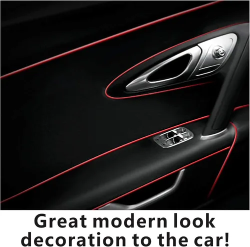 Vista 6 de Tira de ajuste de hueco para panel de puerta de moldura decorativa roja para interior de automóvil de 10 pies (9.8 ft)