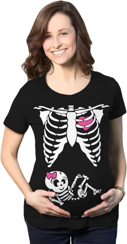 Vista 15 de Playera de disfraz para Halloween, diseño chistoso de esqueleto de bebé, para embarazadas, para madres. Bebé (varón)