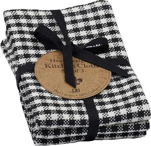Vista 12 de DII French Check Kitchen Collection - Juego de 6 paños decorativos de algodón de gran tamaño, color negro, 6 piezas