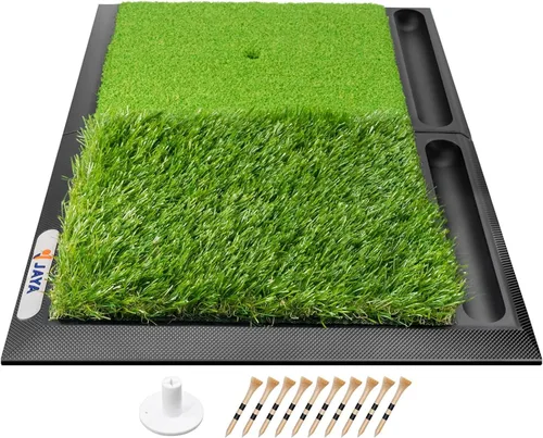Vista 8 de JAYA Golf Hitting Mat with Heavy Rubber Base, Foldable Golf Practice Mat for Indoor & Outdoor Training, Dual Turf Fairway & Rough Grass Mat for