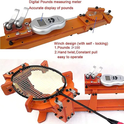 Vista 4 de Máquina de encordar raquetas de bádminton, máquina de roscar eléctrica de marco de raqueta de bricolaje, fija de 6 puntos, diseño inteligente