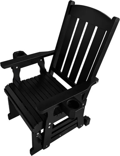 Vista 6 de Fortune Candy Planeador de madera para patio para una persona, con respaldo alto y asiento contorneado profundo, madera de abeto maciza, resistente