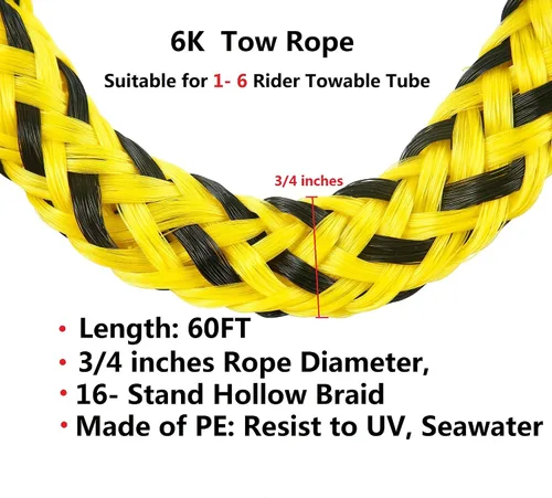 Vista 4 de Cuerda de remolque resistente, cuerdas de remolque para tubos, tubo remolcable, 60 pies