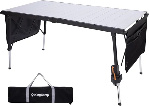 Vista 18 de KingCamp Mesa de Campamento Enrollable de Aluminio Plegable, Ligera, Grande, Portátil, Mesa de Campamento Plegable para Picnic, Camping, Barbacoa