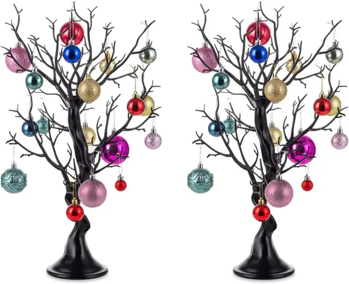 Vista 18 de NUPTIO Árbol Artificial Negro de Halloween: 22.8 pulgadas de Alto Exhibidor de Ornamentos Navideños Árboles Falsos Manzanita Ramas Decorativas