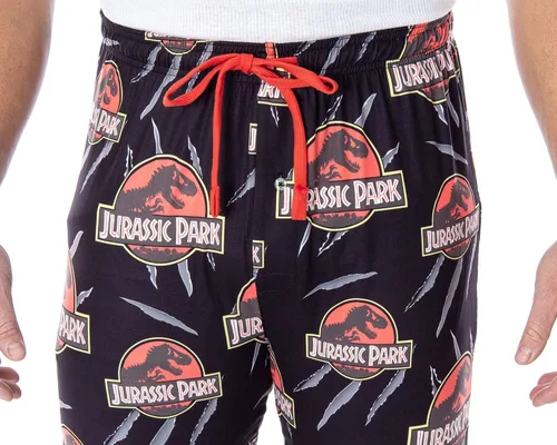 Vista 2 de Bioworld Jurassic Park - Pantalones de pijama para hombre con estampado de pareja