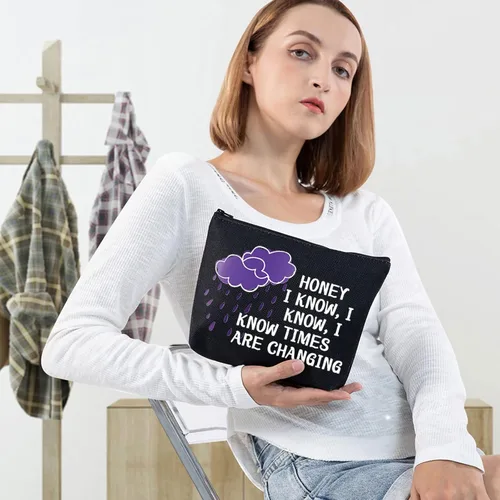 Vista 3 de WZMPA Bolsa de maquillaje cosmética para fanáticos de la música, regalo inspirado en la música, miel, sé que conozco, bolsa de maquillaje con Miel