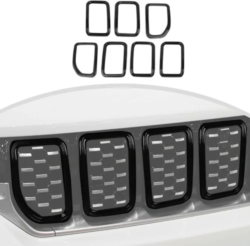 Vista 8 de Anillos de parachoques delantero para rejilla de ventilación + cubierta de luz antiniebla delantera para Jeep Grand Cherokee 2014-2016, accesorios