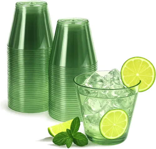 Vista 8 de Minatee 100 vasos de plástico desechables de lujo, vasos de cóctel de vino resistentes para graduaciones, bodas y fiestas de cumpleaños, vasos