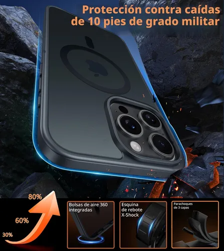 Vista 5 de FNTCASE - Funda para iPhone 16 Pro: magnética, mate, translúcida, de grado militar, protectora contra caídas, resistente, fina, duradera y a prueba