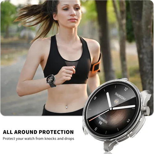 Vista 5 de Rc-Z Paquete de 2 fundas protectoras de pantalla para reloj inteligente Amazfit Balance, parachoques duro de policarbonato integrado, película