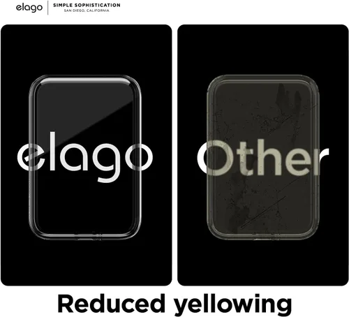 Vista 6 de Elago - Funda híbrida transparente para batería MagSafe Compatible con MagSafe, tecnología híbrida de PC + TPU, antiamarilleo, transparente, a