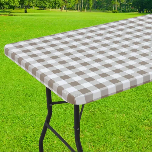 Vista 32 de Smiry Mantel cuadrado de pícnic, manteles de vinilo elásticos impermeables, fundas de mesa de lana cuadriculada con parte trasera de franela