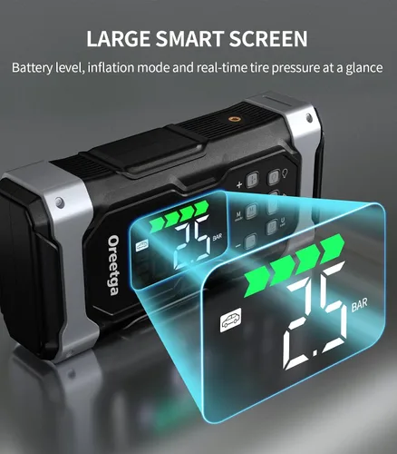 Vista 7 de Arrancador de Coche Mejorado de 9000A con Compresor Inflador/Desinflador de Aire, Cargador de Caja de Arranque Portátil 9 en 1 Paquete de Energía