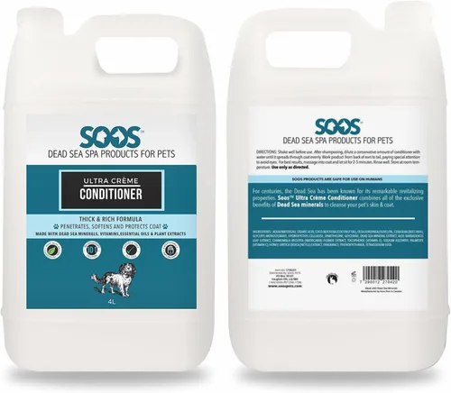 Vista 2 de Soos Acondicionador para mascotas Ultra Crème Natural Minerales del Mar Muerto, pulido de absorción profunda con vitaminas, aceites esenciales