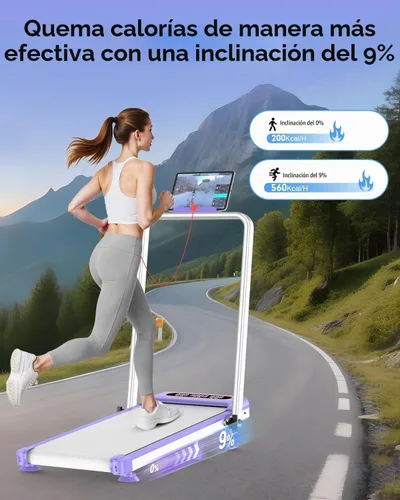 Vista 2 de Almohadilla para caminar con 12% de inclinación/barra de mango de altura ajustable, almohadilla para caminar mejorada de 3.5 HP con barra de asa